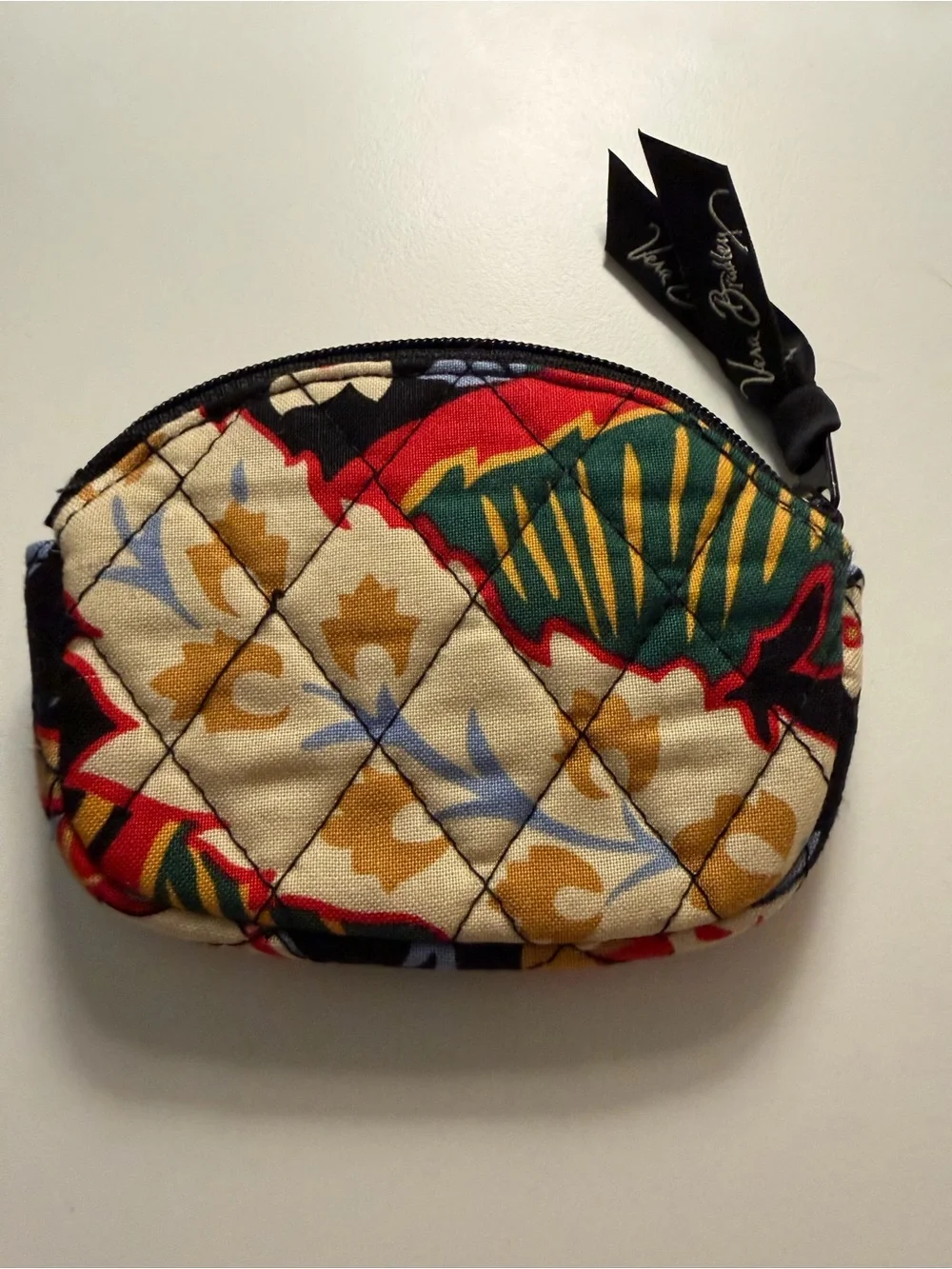 Vera Bradley Black, Red & Cream Quilted Floral Pouch